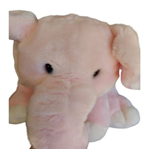 18" Pink Elephant Plush Toy with Bow – Floppy Stuffed Animal by Commonwealth - Picture 4 of 8